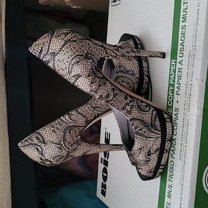 Casadei Black and Nude Lace Stilletto Heels EUC 10 9